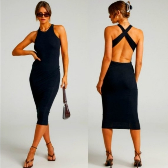 Fiestar Dresses & Skirts - Crossed Back Dress Black Lined